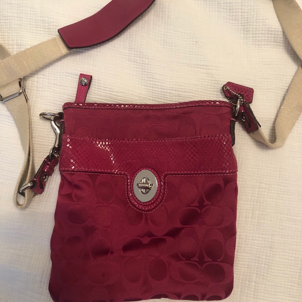 Hot pink Coach crossbody